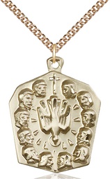 [5675GF/24GF] 14kt Gold Filled Apostles Pendant on a 24 inch Gold Filled Heavy Curb chain