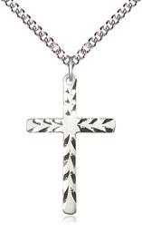 [5677SS/24SS] Sterling Silver Cross Pendant on a 24 inch Sterling Silver Heavy Curb chain