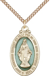 [4145EMGF/24GF] 14kt Gold Filled Miraculous Pendant on a 24 inch Gold Filled Heavy Curb chain