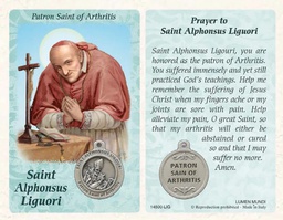 [14500-LIG] St. Alphonsus Ligouri Prayer Card with Medal - Healing Saint for Arthritis