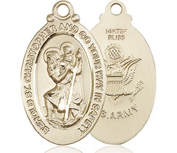 [4145GF2] 14kt Gold Filled Saint Christopher Army Medal