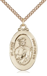 [4145JGF/24GF] 14kt Gold Filled Saint Jude Pendant on a 24 inch Gold Filled Heavy Curb chain