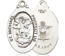 [4145RSS2] Sterling Silver Saint Michael Army Medal