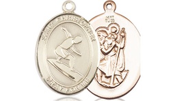[8184KT] 14kt Gold Saint Christopher Surfing Medal