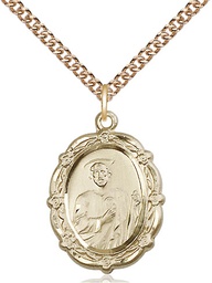 [4146JGF/24GF] 14kt Gold Filled Saint Jude Pendant on a 24 inch Gold Filled Heavy Curb chain