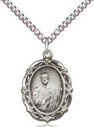 [4146JSS/24SS] Sterling Silver Saint Jude Pendant on a 24 inch Sterling Silver Heavy Curb chain