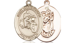 [8185KT] 14kt Gold Saint Christopher Motorcycle Medal
