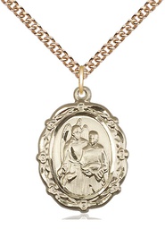 [4146RAGF/24GF] 14kt Gold Filled Saint Raphael the Archangel Pendant on a 24 inch Gold Filled Heavy Curb chain