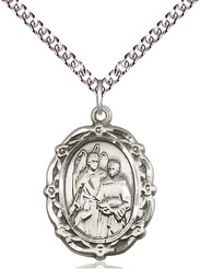 [4146RASS/24SS] Sterling Silver Saint Raphael the Archangel Pendant on a 24 inch Sterling Silver Heavy Curb chain