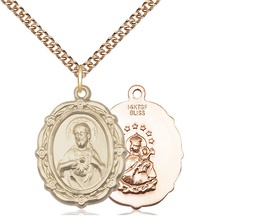 [4146SGF/24GF] 14kt Gold Filled Scapular Pendant on a 24 inch Gold Filled Heavy Curb chain