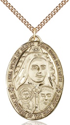 [4147GF/24GF] 14kt Gold Filled Saint Therese of the Child of Jesus Pendant on a 24 inch Gold Filled Heavy Curb chain