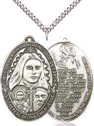 [4147SS/24SS] Sterling Silver Saint Therese of the Child of Jesus Pendant on a 24 inch Sterling Silver Heavy Curb chain