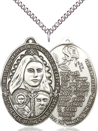 [4147SS/24SS] Sterling Silver Saint Therese of the Child of Jesus Pendant on a 24 inch Sterling Silver Heavy Curb chain