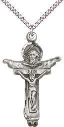 [4151SS/24SS] Sterling Silver Trinity Crucifix Pendant on a 24 inch Sterling Silver Heavy Curb chain