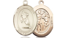 [8187KT] 14kt Gold Saint Sebastian Rugby Medal