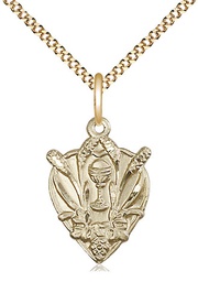 [4200GF/18G] 14kt Gold Filled Communion Pendant on a 18 inch Gold Plate Light Curb chain