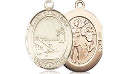 [8188KT] 14kt Gold Saint Sebastian Fishing Medal