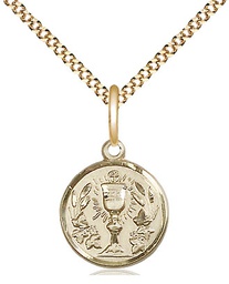 [4203GF/18G] 14kt Gold Filled Communion Chalice Pendant on a 18 inch Gold Plate Light Curb chain