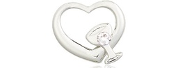 [4205SS-STN4] Sterling Silver Heart / Chalice Medal with a 3mm Crystal Swarovski stone