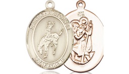 [8192KT] 14kt Gold Saint Christopher Rodeo Medal