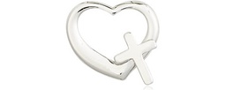 [4207SS] Sterling Silver Heart Cross Medal