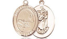 [8196KT] 14kt Gold Saint Christopher Fishing Medal