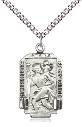 [4209SS/24SS] Sterling Silver Saint Christopher Pendant on a 24 inch Sterling Silver Heavy Curb chain
