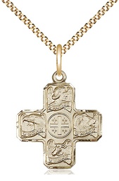 [4214GF/18G] 14kt Gold Filled Evangelist Pendant on a 18 inch Gold Plate Light Curb chain