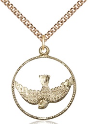 [4218GF/24GF] 14kt Gold Filled Holy Spirit Pendant on a 24 inch Gold Filled Heavy Curb chain