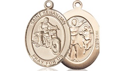 [8197KT] 14kt Gold Saint Sebastian Motorcycle Medal
