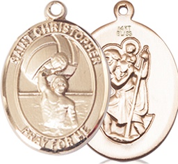 [8198KT] 14kt Gold Saint Christopher Water Polo-Men Medal