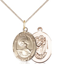 [8199GF/18GF] 14kt Gold Filled Saint Christopher Water Polo-Women Pendant on a 18 inch Gold Filled Light Curb chain