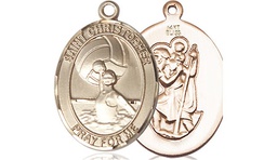 [8199KT] 14kt Gold Saint Christopher Water Polo-Women Medal