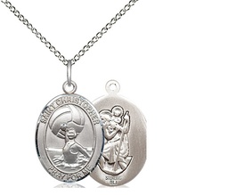 [8199SS/18SS] Sterling Silver Saint Christopher Water Polo-Women Pendant on a 18 inch Sterling Silver Light Curb chain