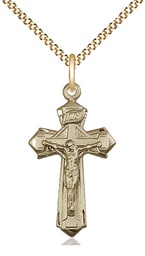 [6092GF/18G] 14kt Gold Filled Crucifix Pendant on a 18 inch Gold Plate Light Curb chain