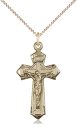 [6092GF/18GF] 14kt Gold Filled Crucifix Pendant on a 18 inch Gold Filled Light Curb chain