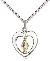 [6096GF/SS/18S] Two-Tone GF/SS Miraculous Pendant on a 18 inch Light Rhodium Light Curb chain