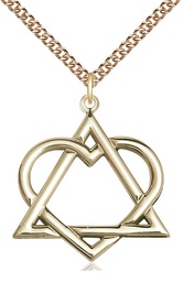 [6210GF/24GF] 14kt Gold Filled Adoption Heart Pendant on a 24 inch Gold Filled Heavy Curb chain