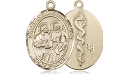 [8132KT8] 14kt Gold Saints Cosmas &amp; Damian Doctors Medal