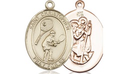 [8505KT] 14kt Gold Saint Christopher Tennis Medal