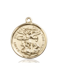 [0342KT] 14kt Gold Saint Michael the Archangel Medal