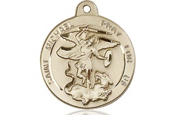 [0343KT] 14kt Gold Saint Michael the Archangel Medal