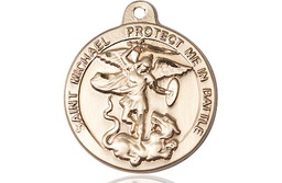 [0344KT] 14kt Gold Saint Michael the Archangel Medal
