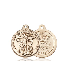 [0344KT2] 14kt Gold Saint Michael Army Medal
