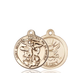 [0344KT6] 14kt Gold Saint Michael Navy Medal