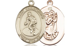 [8508KT] 14kt Gold Saint Christopher Wrestling Medal