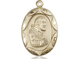 [0801PIKT] 14kt Gold Saint Pio of Pietrelcina Medal