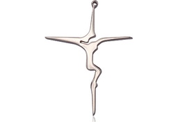 [6215SS] Sterling Silver Modern Crucifix Medal