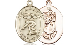 [8511KT] 14kt Gold Saint Christopher Swimming Medal