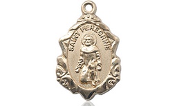 [0822PKT] 14kt Gold Saint Peregrine Medal